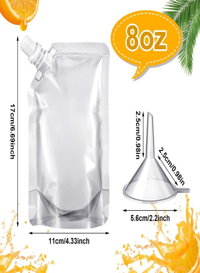 مينبلان أكياس بلاستيكية قابلة لإعادة الاستخدام من مينبلان، 100 قطعة، أكياس ضغط شفافة مانعة للتسرب مع قمع، مثالية لتوزيعات الحفلات (8 أونصة، فوهة مائلة). - Image 2