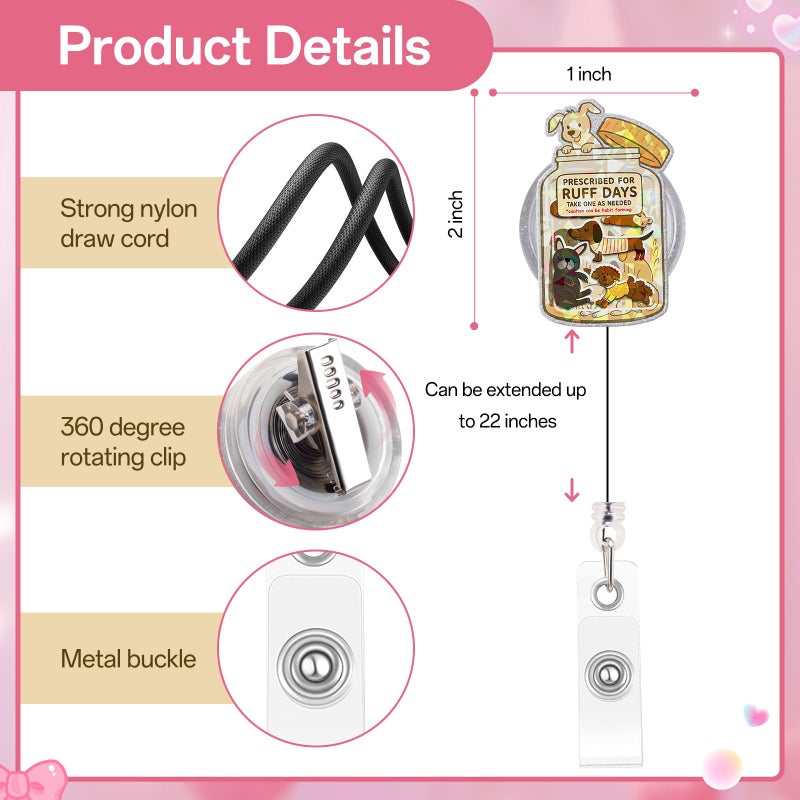 Kimoli Funny Nurse Badge Reel Cute Dog Nursing Badge Reel Retractable Positive And Inspirational Id Card Holder With Clip For Rn Healthcare Doctor Nurse Dog Lovers Gifts - Image 2