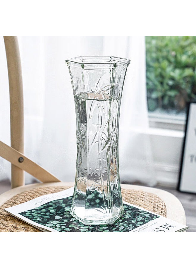 Extreme Space Jidu Kongjian Glass Vase, Living Room Decoration, Desktop Ornament, Hydroponic Flower Arrangement, Transparent Glass Vase, Diamond-shaped, Lucky Bamboo - Image 1