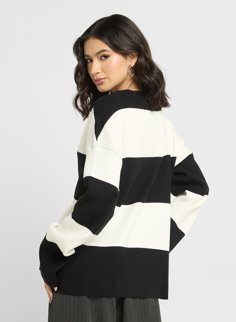 فورث اند ريكلس كنزة بياقة على شكل حرف  مخططة - Image 2