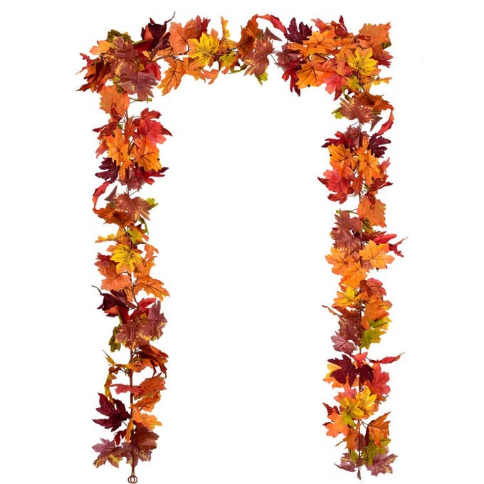 2 PACK FALL GARLAND MAPLE LEAF 59FTPIECE 7 COLORS HANGING VINE GARLAND ARTIFICIAL AUTUMN FOLIAGE GARLAND THANKSGIVING DECOR FOR HOME WEDDING FIREPLACE PARTY CHRISTMAS