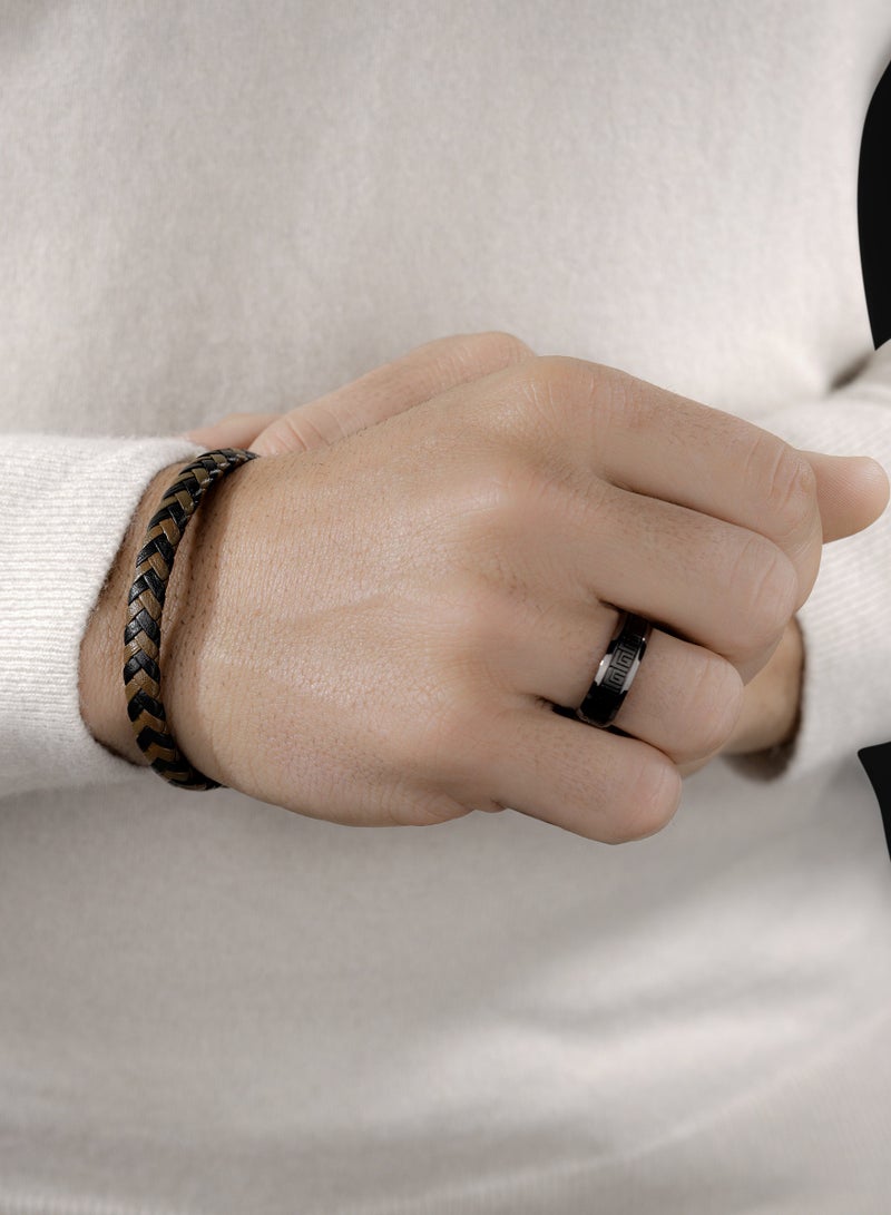 Guy Laroche Adam Black And Brown Braided Bracelet for Men - Image 4