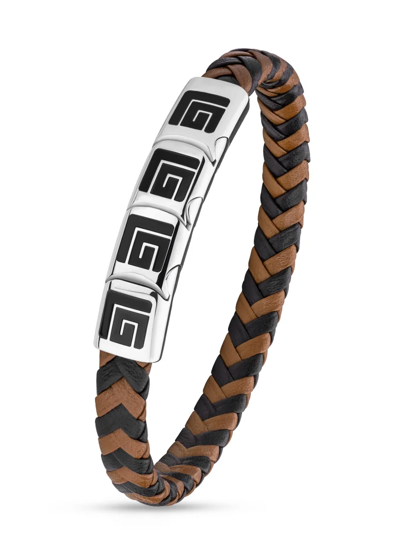 Guy Laroche Adam Black And Brown Braided Bracelet for Men