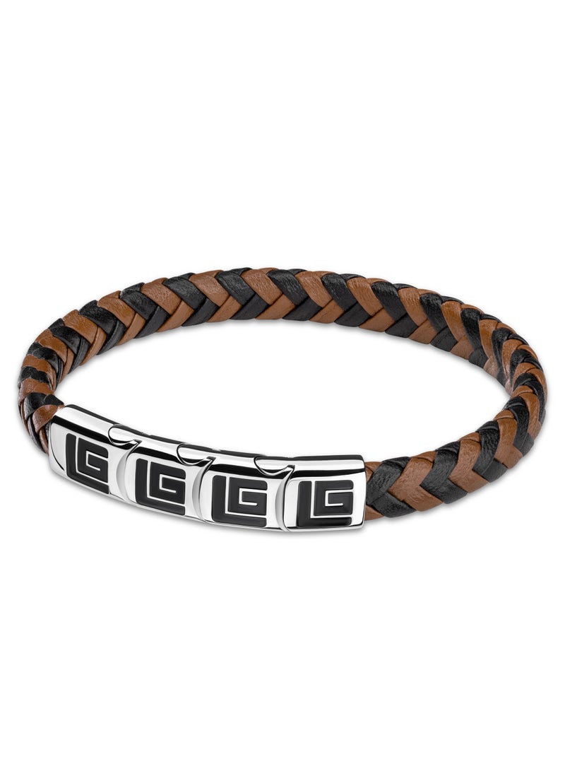 Guy Laroche Adam Black And Brown Braided Bracelet for Men - Image 1