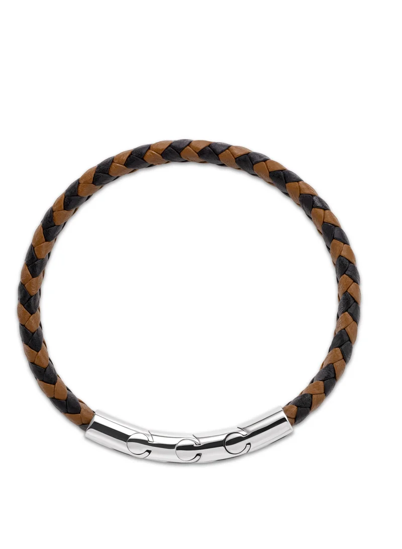 غاي لاروش Adam Black And Brown Braided Bracelet for Men