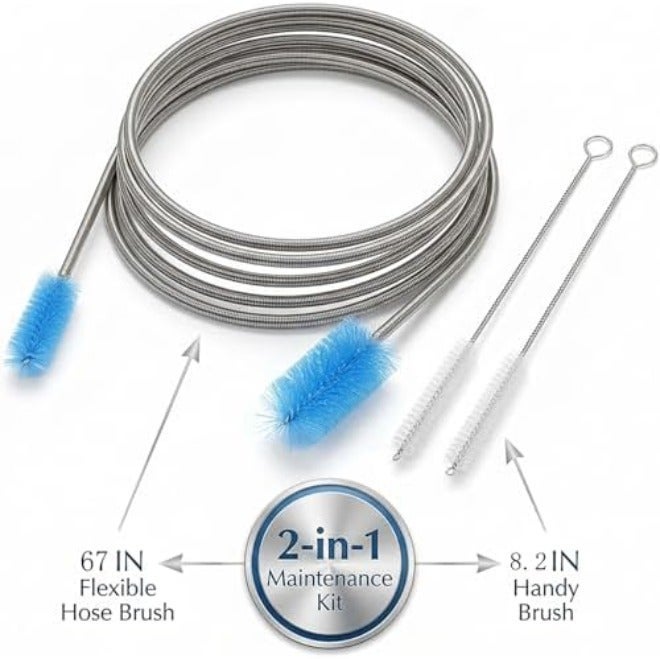 desin 67" Flexible Drain Brush Set, Double Ended Long Hose Pipe Cleaner with 2 Pcs 8.2" Straw Cleaning Brushes, Nylon Tube Cleaner Tool for Refrigerator Defrost, Aquarium Filter, Sink Drain - Image 5