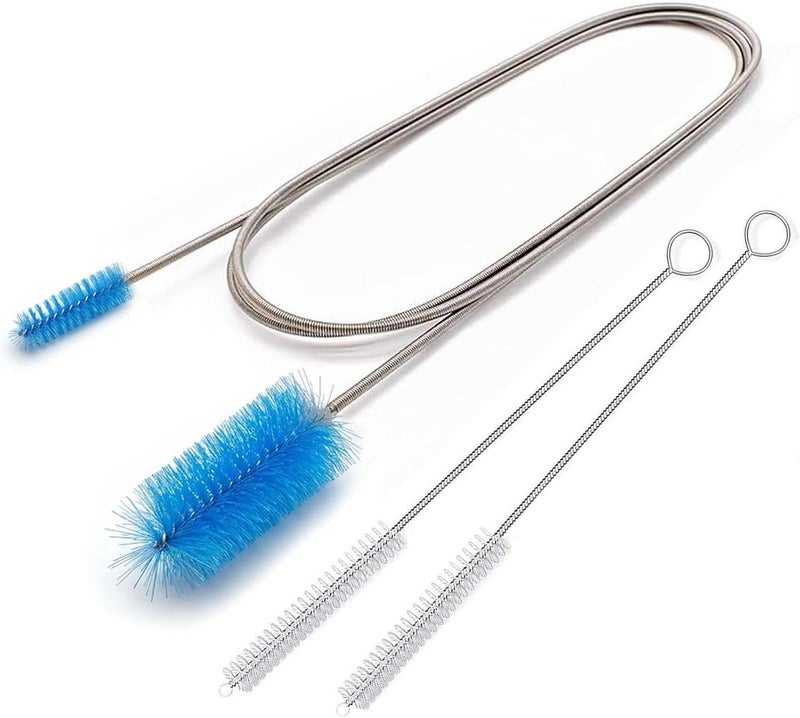 desin 67" Flexible Drain Brush Set, Double Ended Long Hose Pipe Cleaner with 2 Pcs 8.2" Straw Cleaning Brushes, Nylon Tube Cleaner Tool for Refrigerator Defrost, Aquarium Filter, Sink Drain - Image 2