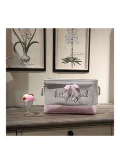 XiuWoo Rectangular Printed Storage Basket Grey/Pink  - Image 2