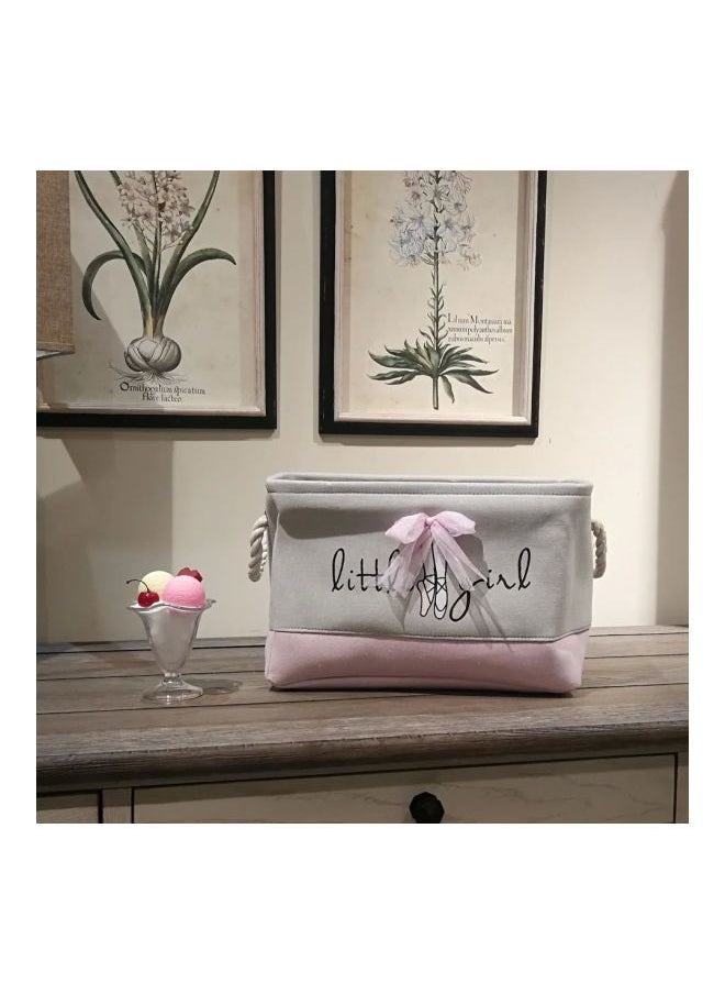 XiuWoo - Rectangular Printed Storage Basket Grey/Pink - Image 1