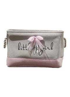 XiuWoo Rectangular Printed Storage Basket Grey/Pink  - Image 1