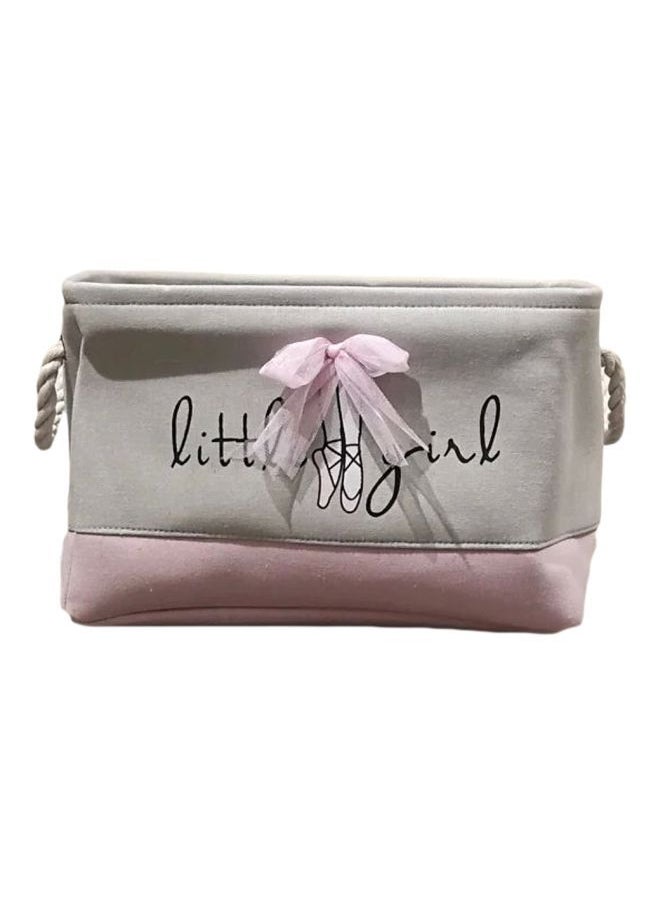 XiuWoo - Rectangular Printed Storage Basket Grey/Pink - Image 1