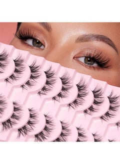 MAGEFY 10 Pairs Lashes False Eyelashes Natural Look Cat Eye Wispy Manga Lashes Mink Lashes Fluffy Eye Lashes Pack Clear Lash Band Fake Eyelashes  - Image 1