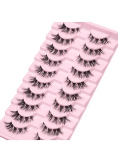 MAGEFY 10 Pairs Lashes False Eyelashes Natural Look Cat Eye Wispy Manga Lashes Mink Lashes Fluffy Eye Lashes Pack Clear Lash Band Fake Eyelashes  - Image 4