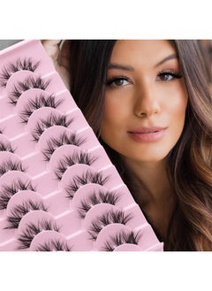 MAGEFY 10 Pairs Lashes False Eyelashes Natural Look Cat Eye Wispy Manga Lashes Mink Lashes Fluffy Eye Lashes Pack Clear Lash Band Fake Eyelashes  - Image 5