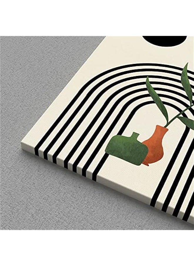 MIXDE Set of 3 Boho Wall Art Canvas Prints for Mid Century Modern Decor in Living Room - Minimalist Black Beige Neutral Abstract Geometric Design - Ready to Hang, 12x16in Framed  - Image 2