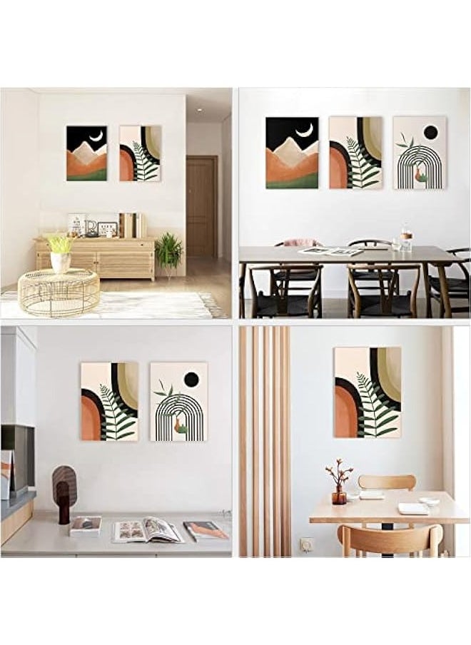 MIXDE Set of 3 Boho Wall Art Canvas Prints for Mid Century Modern Decor in Living Room - Minimalist Black Beige Neutral Abstract Geometric Design - Ready to Hang, 12x16in Framed  - Image 5