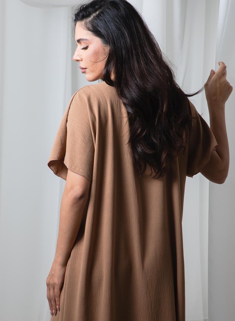 MSquare Fashion Tan CEY Fabric Inner Slip Dress for Abaya – Soft Underdress - Image 2