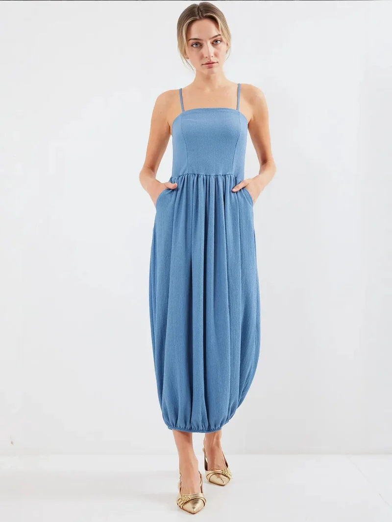 BIG DART BDART Textured Maxi Knit Dress with Square Collar
