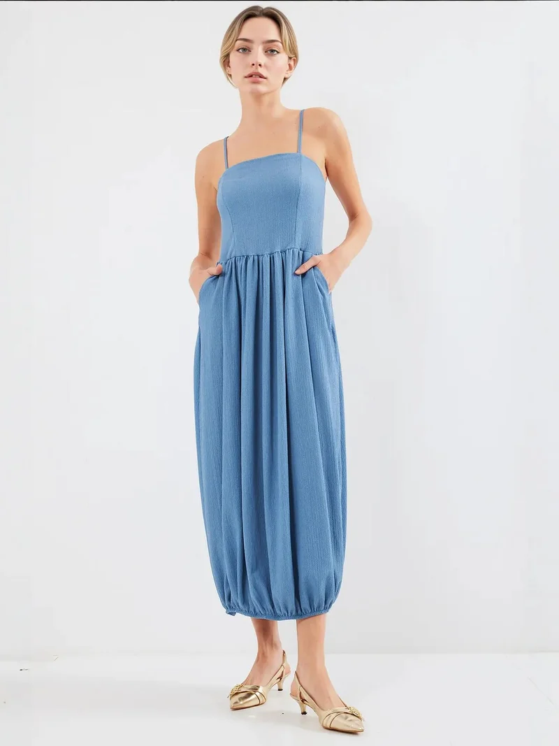 BIG DART BDART Textured Maxi Knit Dress with Square Collar