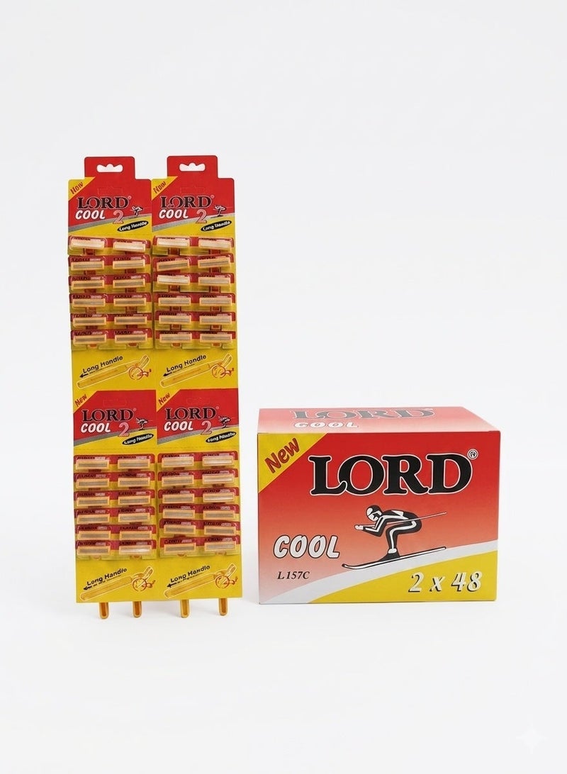 LORD Cool Twin Blade Disposable Razors – 48 Pack Yellow Edition (L.157C) | Smooth & Clean Shaving - Image 1