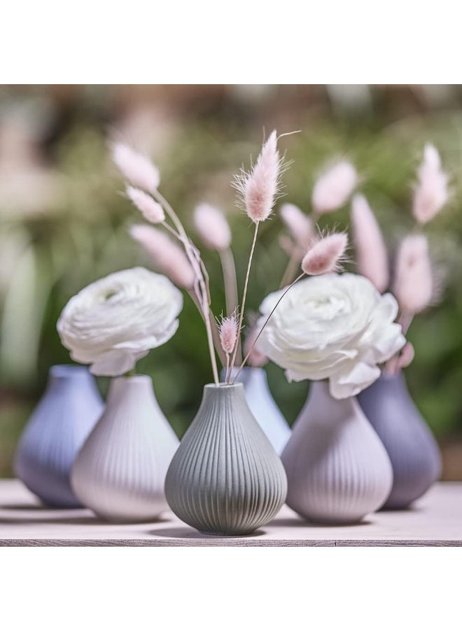 Chive Frost Ceramic Flower Vase  Set of 6 Beautiful Small Bud Vases for Flowers  House Plants  Perfect Shelf Centerpieces and Living Room Decor  Blue Gray - Image 2