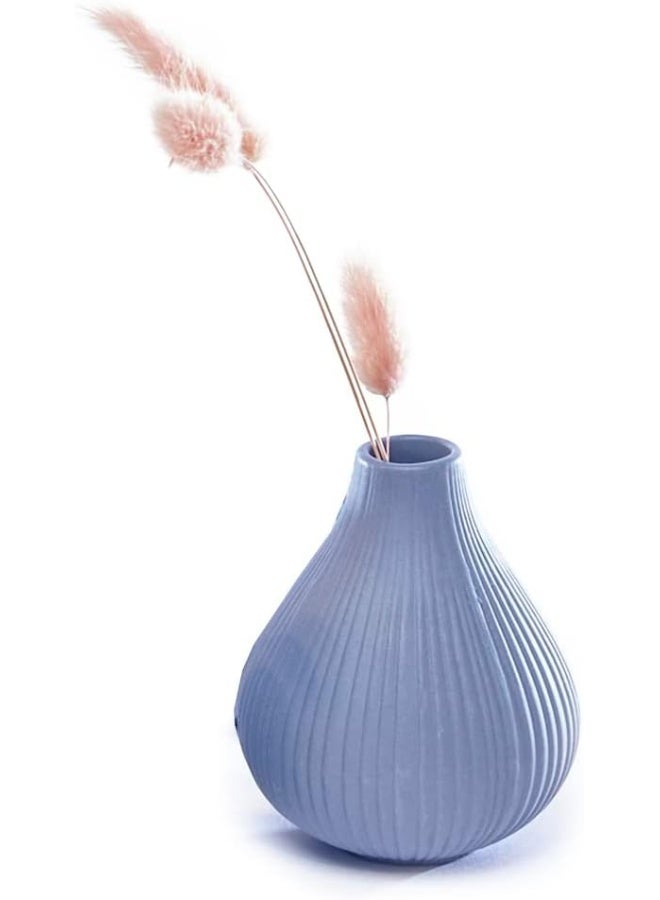 Chive Frost Ceramic Flower Vase  Set of 6 Beautiful Small Bud Vases for Flowers  House Plants  Perfect Shelf Centerpieces and Living Room Decor  Blue Gray - Image 5