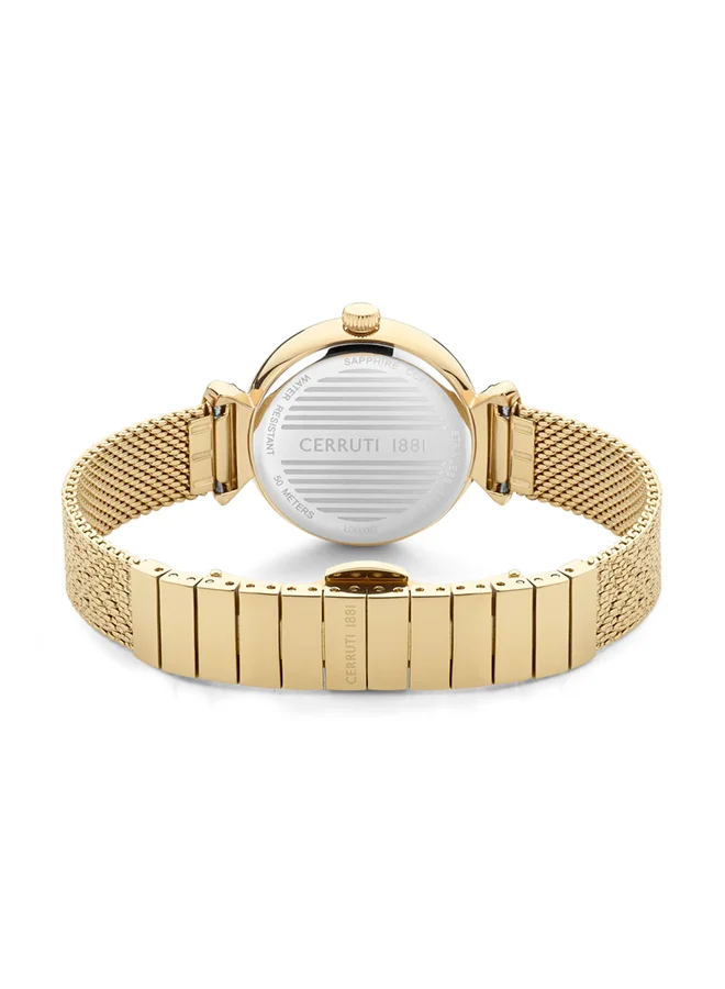 CERRUTI 1881 Cerrisi 31mm Women's Quartz Watch With Gold Plated Pressed Mesh Bracelet