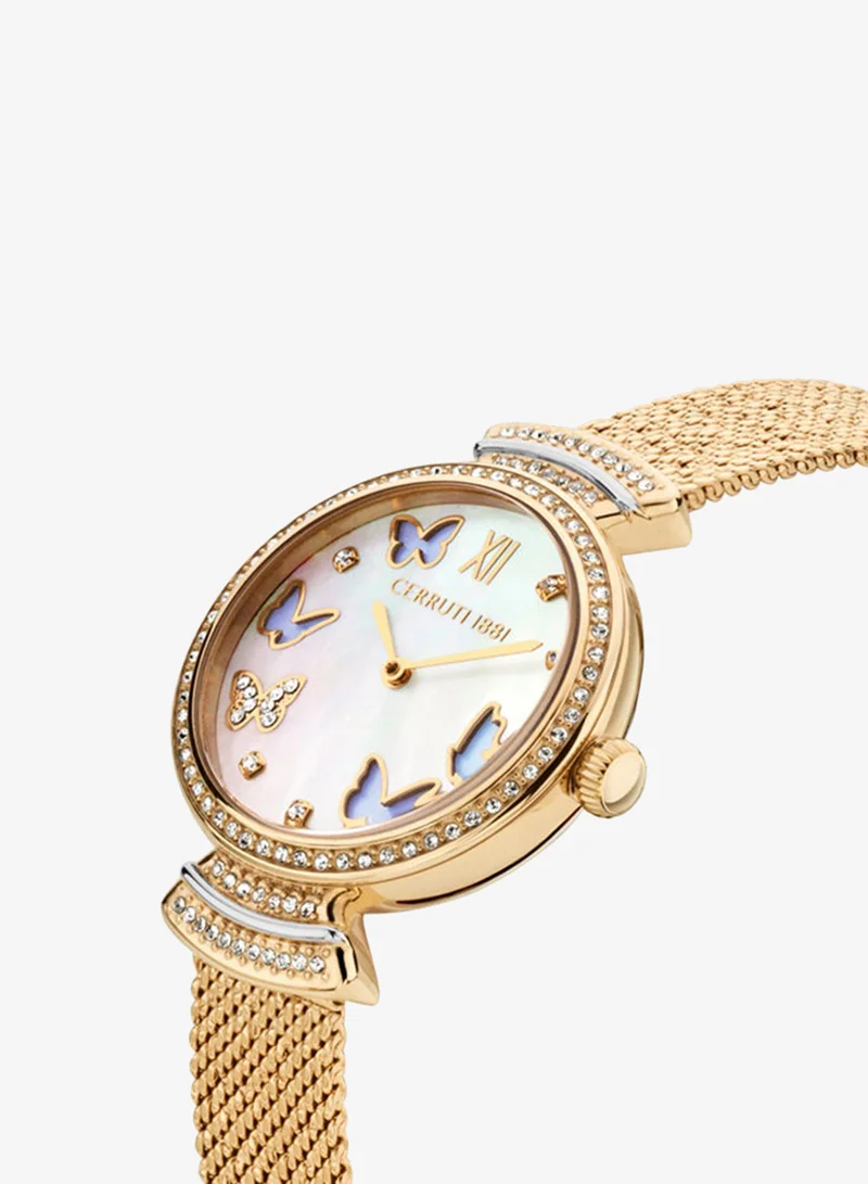 CERRUTI 1881  Cerrisi 31mm Women's Quartz Watch With Gold Plated Pressed Mesh Bracelet for Women | Best Price UAE