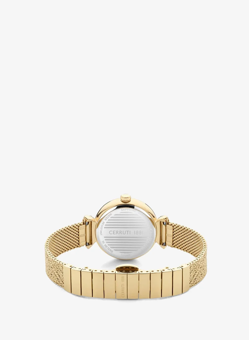 CERRUTI 1881  Cerrisi 31mm Women's Quartz Watch With Gold Plated Pressed Mesh Bracelet for Women | Best Price UAE