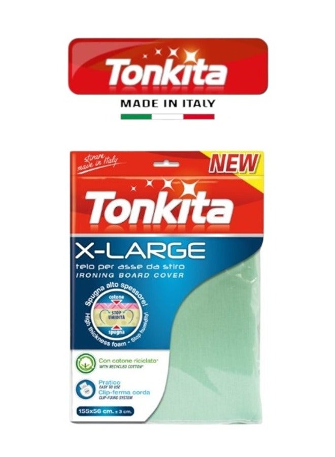 Tonkita X-Large Ironing Board Cover – 155 x 56 cm, Recycled Cotton with Foam, Heat & Moisture Resistant - Image 1