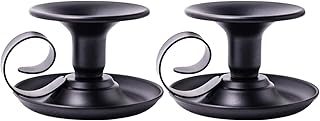 SUJUN Retro Iron Taper Candle Holder, Set of 2, Simple Black Candlestick Holders Candlelight Stand for Halloween - Image 1