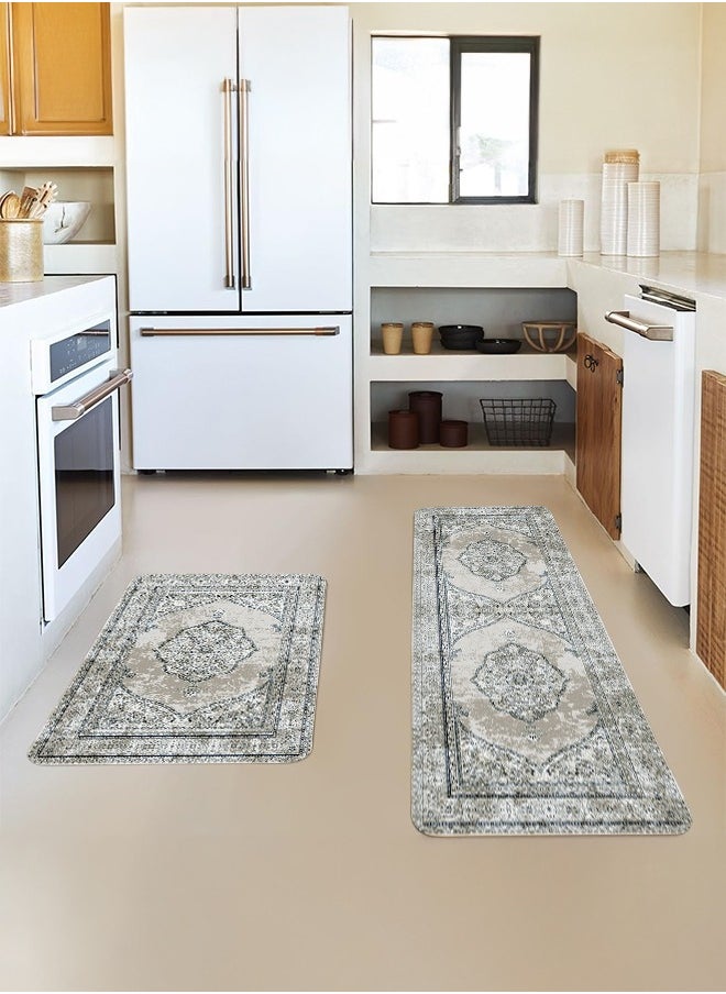 Generic 2 PCS Kitchen Floor Mats Rugs Set, Cushion Floor Carpet, Waterproof, Oil Resistant and Anti-Fatigue PU Standing Mat for Kitchen, Floor, Office, Sink, Laundry 45*75CM+45*120CM  - Image 3