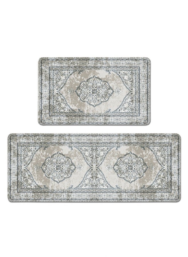 Generic 2 PCS Kitchen Floor Mats Rugs Set, Cushion Floor Carpet, Waterproof, Oil Resistant and Anti-Fatigue PU Standing Mat for Kitchen, Floor, Office, Sink, Laundry 45*75CM+45*120CM  - Image 1