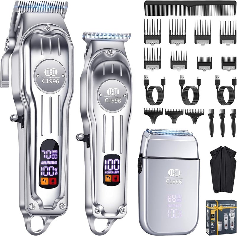 CIICII Mens Hair Clippers and Trimmers Set Professional Cordless Barber Clippers for Hair Cutting Kit Electric Razor Shavers BeardHair Trimmer Haircut Kit Clippers for Men DIY Home Salon