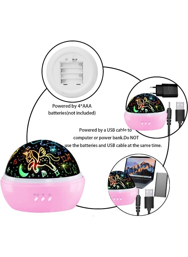 HONGID Unicorn Star Projector, LED Light, 2-in-1 Night Light & Starry Sky Projector for Kids, Ages 2-10, Pink, Cute, Whimsical - Image 4