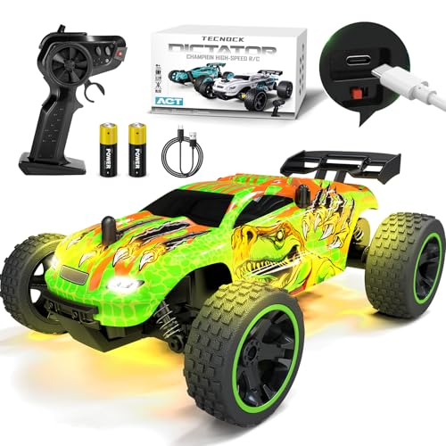 Tecnock RC Cars for Kids 118 Scale 2WD RC Car with USBC Easy Charging 24GHz Remote Control Car with LED Lights 50 Mins Playtime Toys Gifts for Boys Girls Ages 812 - Image 1