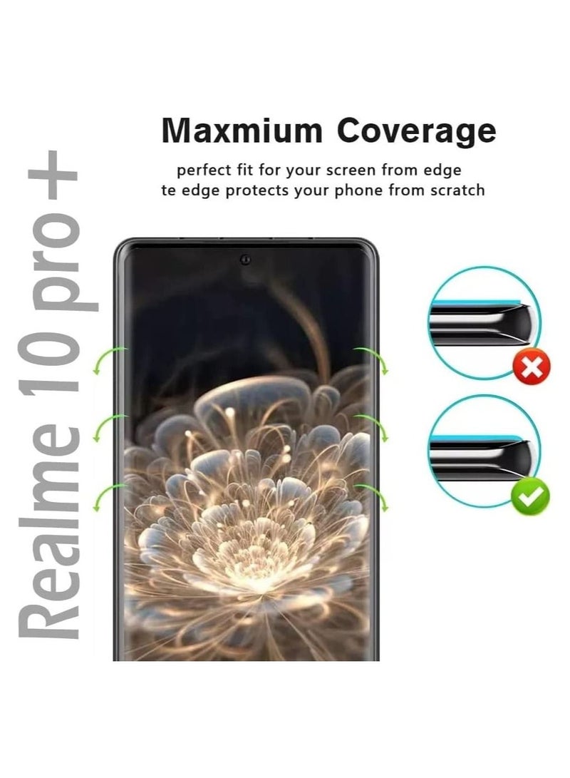 Compatible with Realme 10 Pro+ Screen Protector UV, Clear Curved Edge Tempered Glass for Realme 10 Pro Plus Clear (UV Screen Protector) - Image 3