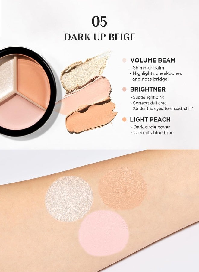 THESAEM Cover Perfection Triple Pot Concealer 05 Dark Up Beige - for Fair to Light Skin Tone - Dark Circle Corrector, Brightener, Shimmer Highlighter - Radiant Glow Skin for Flawless Finish - Image 4