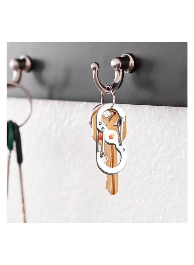 SYOSI Carabiner Clip, 20 PCS Mini Stainless Steel Carabiner, S Shape Keychain Hook Clip with Lock, Anti-Theft Buckle for Small Backpacks Keys or Dog Tags for Home Outdoor Hiking Fishing Camping Travel - Image 4