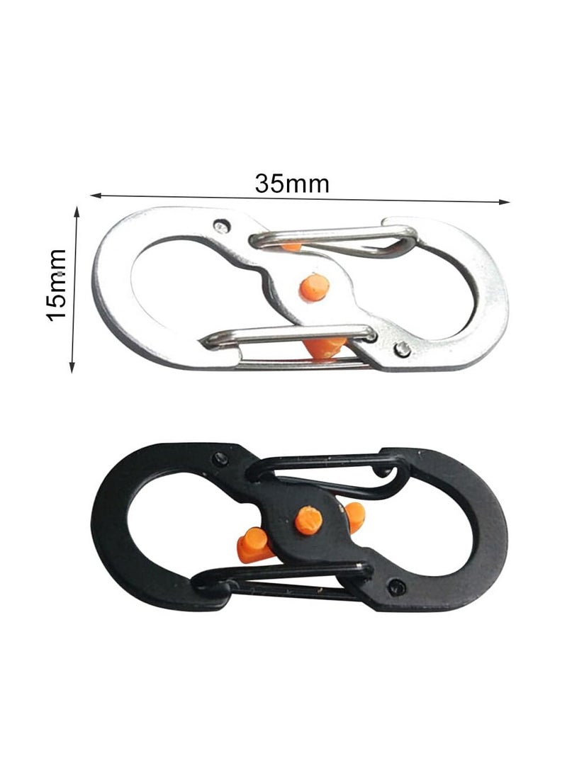 SYOSI Carabiner Clip, 20 PCS Mini Stainless Steel Carabiner, S Shape Keychain Hook Clip with Lock, Anti-Theft Buckle for Small Backpacks Keys or Dog Tags for Home Outdoor Hiking Fishing Camping Travel - Image 2