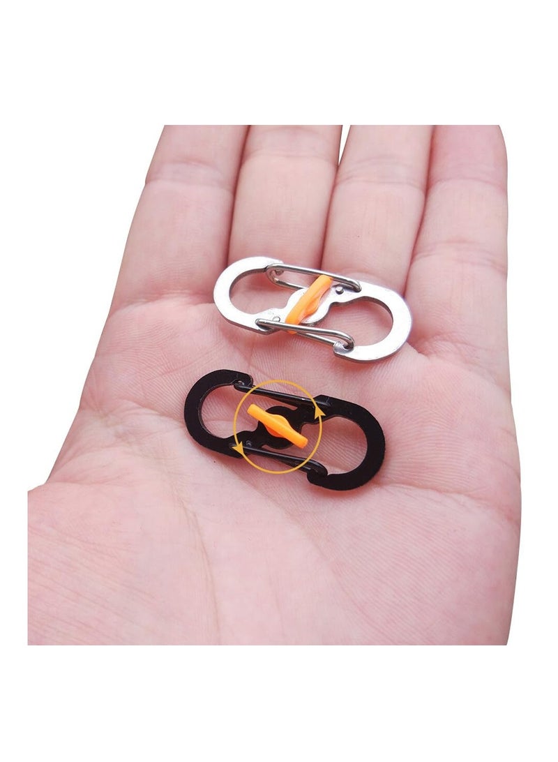 SYOSI Carabiner Clip, 20 PCS Mini Stainless Steel Carabiner, S Shape Keychain Hook Clip with Lock, Anti-Theft Buckle for Small Backpacks Keys or Dog Tags for Home Outdoor Hiking Fishing Camping Travel - Image 5