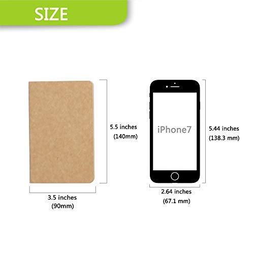 TWONE Pocket Notebook, 6 Pack Softcover Mini Notebooks 3.5" x 5.5" Kraft Brown Notebook Small Memo Notepad for Men Women Kids Traveler Author, 30 Sheets,60 Lined Pages - Image 2