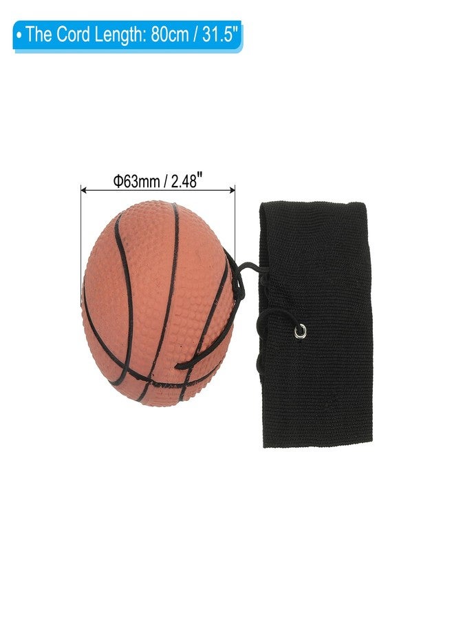 PATIKIL 2.5 Inch Sports Wrist Ball, 2Pcs Basketball Rubber Rebound Wristband Wrist Return Ball Sport on a String for Exercise Play, Orange - Image 3