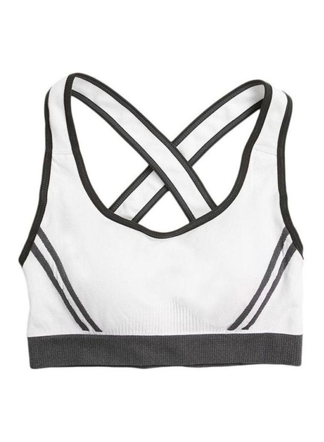أوتاد حمالة صدر رياضية بظهر متقاطع أبيض/رمادي - Image 1