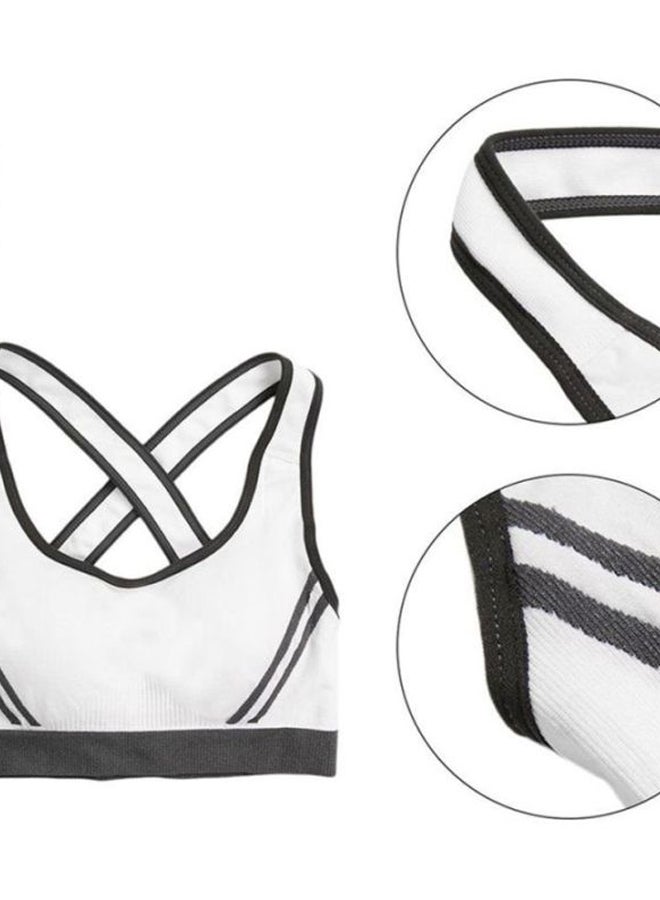 أوتاد حمالة صدر رياضية بظهر متقاطع أبيض/رمادي - Image 2