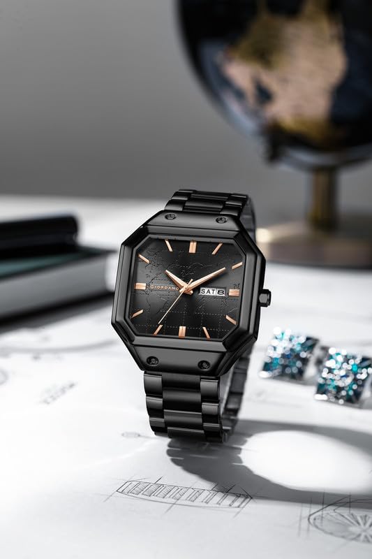 Giordano Premium Watch for Men – Unique Octagone Case, Stainless Steel Band with Day & Date Display - Image 3
