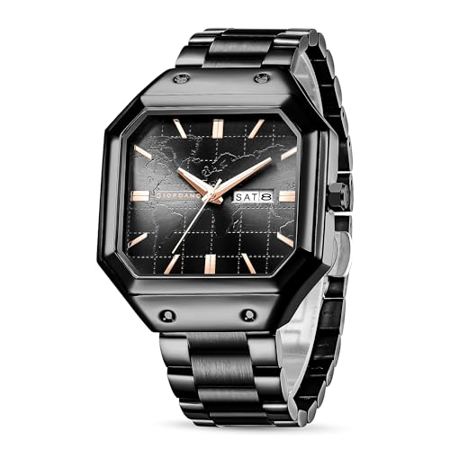 Giordano Premium Watch for Men – Unique Octagone Case, Stainless Steel Band with Day & Date Display - Image 1