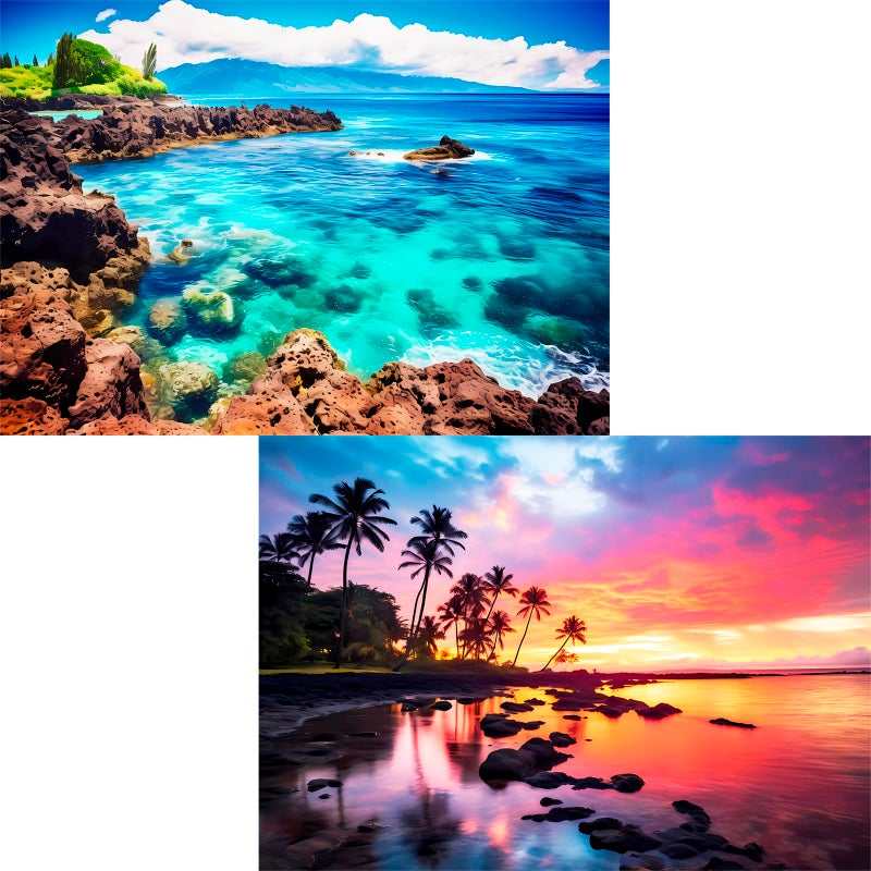 Edsjegn 2 Pack 1000 Piece Puzzles for Adults  Beach Coconut Tree Reef Landscape Jigsaw Puzzles  2000 Pieces Total - Image 4
