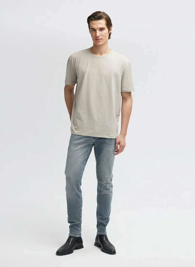 MAVI Crew Neck Beige Basic T-Shirt