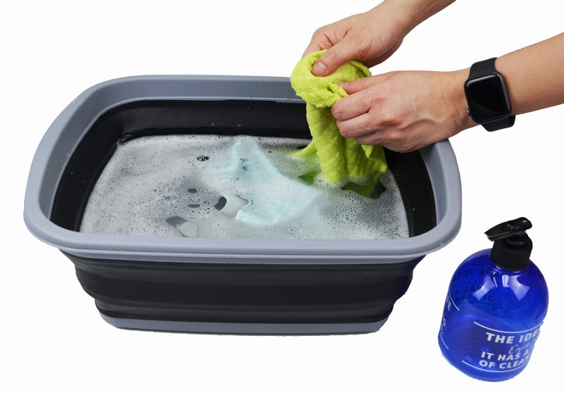 SAMMART 10L (2.6 Gallons) Collapsible Tub - Foldable Dish Tub - Portable Washing Basin - Space Saving Plastic Washtub (Dark Grey/Black, 1) - Image 5